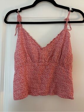 Abercrombie & Fitch Women’s Red and Cream Floral Tie-Strap Cami Blouse